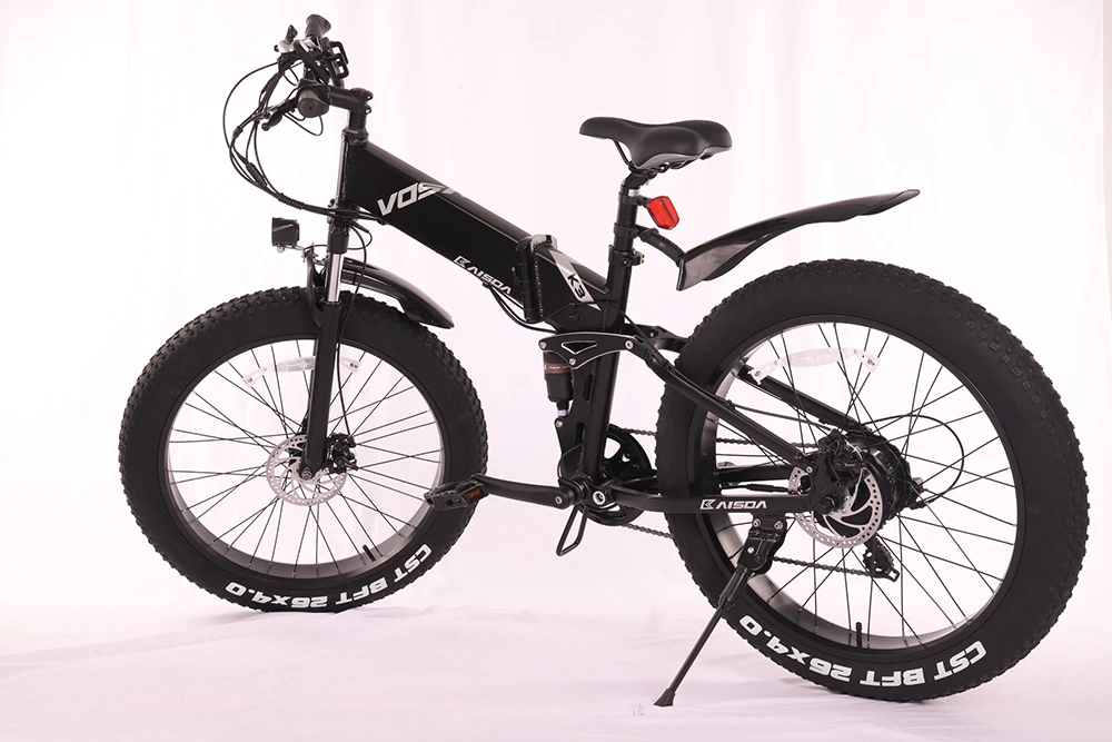 KAISDA K3 26 * 4,0-Zoll-Reifen Offroad-Klapp-Elektromoped Faltrad Mountainbike 500-W-Motor SHIMANO 7-Gang-Umwerfer LCD-Display 10-Ah-Akku Höchstgeschwindigkeit 32 km/h Rahmen aus Aluminiumlegierung - Schwarz