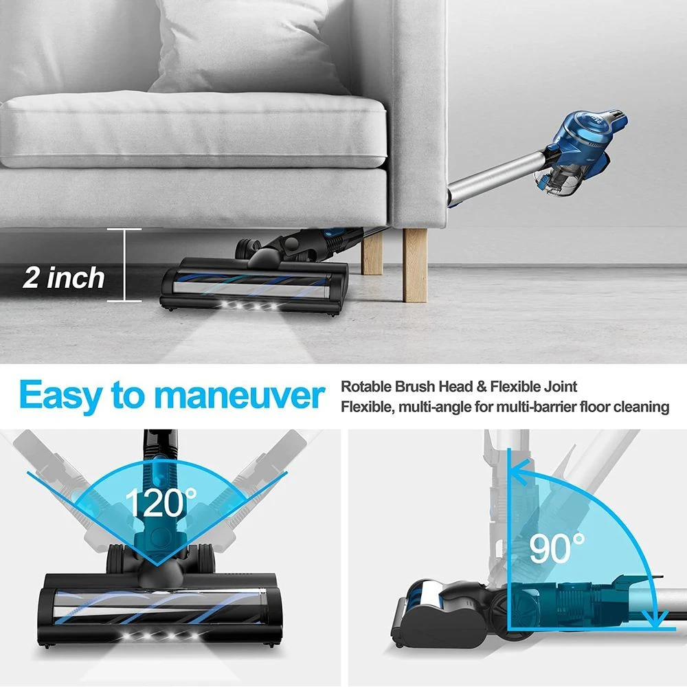 INSE S6P Cordless Handheld Vacuum Cleaner 23KPa Suction 250W Brushless Motor 2500mAh Detachable Batteries for Wood Floor, Carpet, Stair, Curtain, Car, Furniture - Blue
