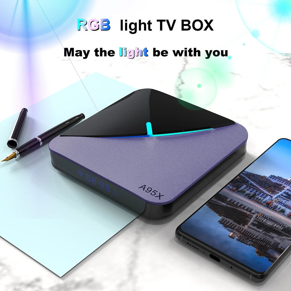 A95X F3 air II TV BOX Android 11 Amlogic S905W2 Quad Core ARM Cortex A53 4G RAM 32GB ROM 2.4G+5G WIFI 4K AV1 RGB Light