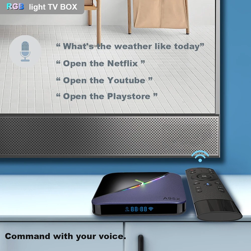 A95X F3 air II TV BOX Android 11 Amlogic S905W2 Quad Core ARM Cortex A53 4G RAM 32GB ROM 2.4G+5G WIFI 4K AV1 RGB Light