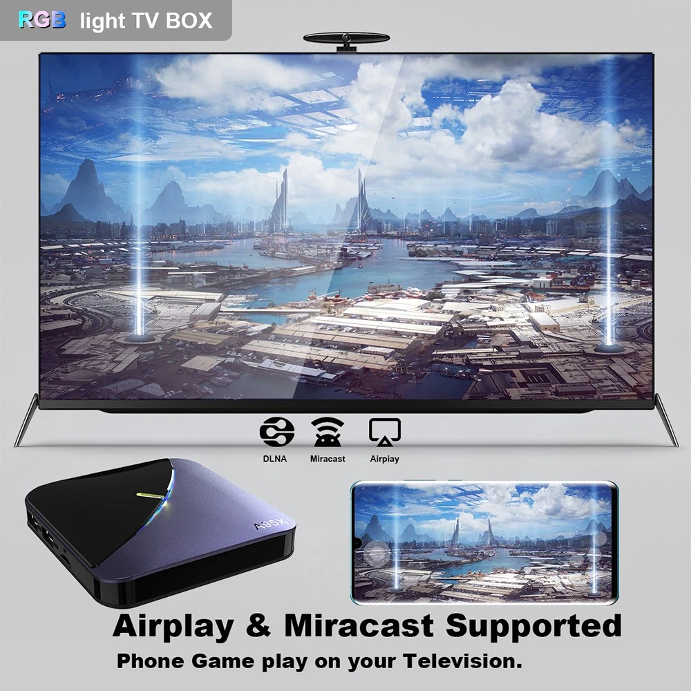 A95X F3 air II TV BOX Android 11 Amlogic S905W2 Quad Core ARM Cortex A53 4G RAM 32GB ROM 2.4G+5G WIFI 4K AV1 RGB Light