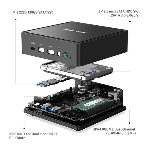 Minisforum ミニPC JB95 8GB 128GB Win11pro MINISFORUM JB95 Mini PC 8GB RAM 128GB SSD
