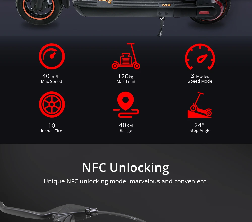 Get around town easily with KugooKirin M3 Electric Scooter - 500W Motor, 468WH Battery