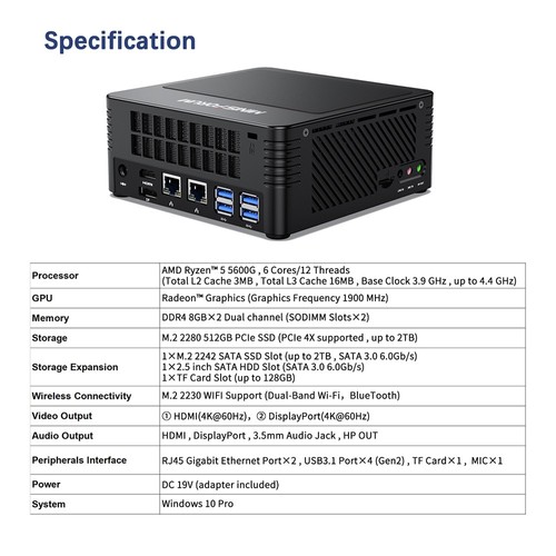 MINISFORUM EliteMini X500 Mini PC 16GB/512GB Ryzen5 5600G MINISFORUM EliteMini X500 Mini PC 16GB/512GB Ryzen5 5600G