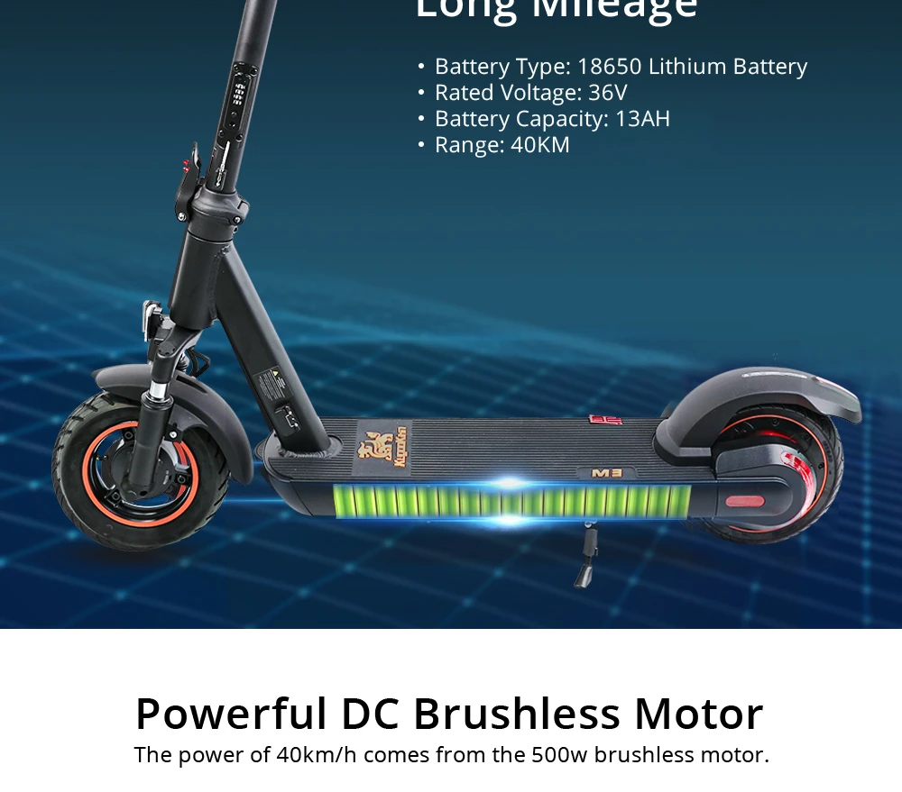 Get around town easily with KugooKirin M3 Electric Scooter - 500W Motor, 468WH Battery