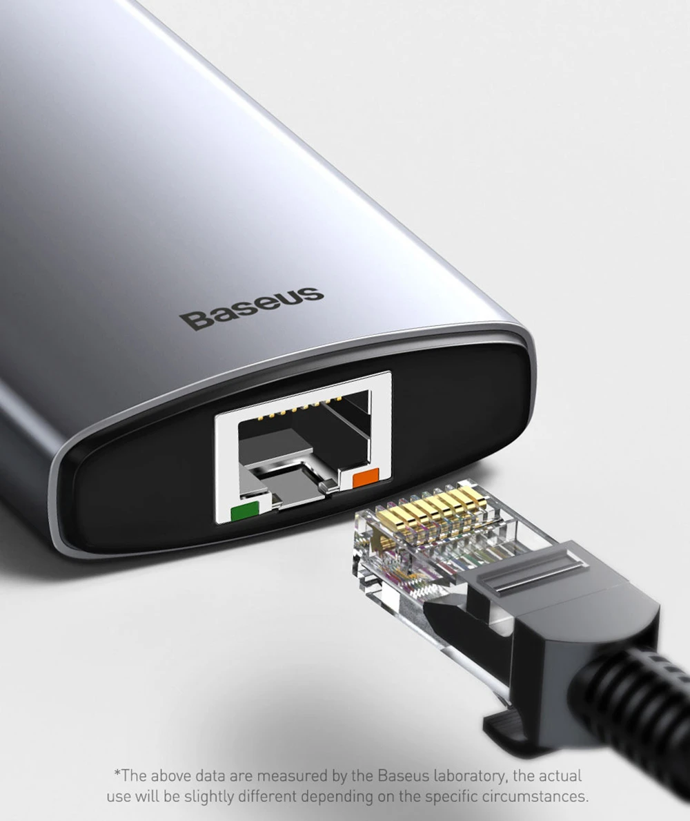 Baseus 8-in-1 Type-C USB 3.0 HUB Adapter for Laptop Tablet Phone - Gray