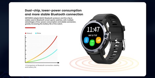 Kospet Prime S 4G LTE Watch Phone 1.6 Inch SC9832E Black