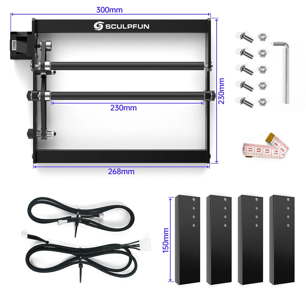 Sculpfun Laser Rotary Roller Laser Engraver Y-axis Rotary with 360 Degree Rotating for Laser Engraving Cylindrical Objects Cans