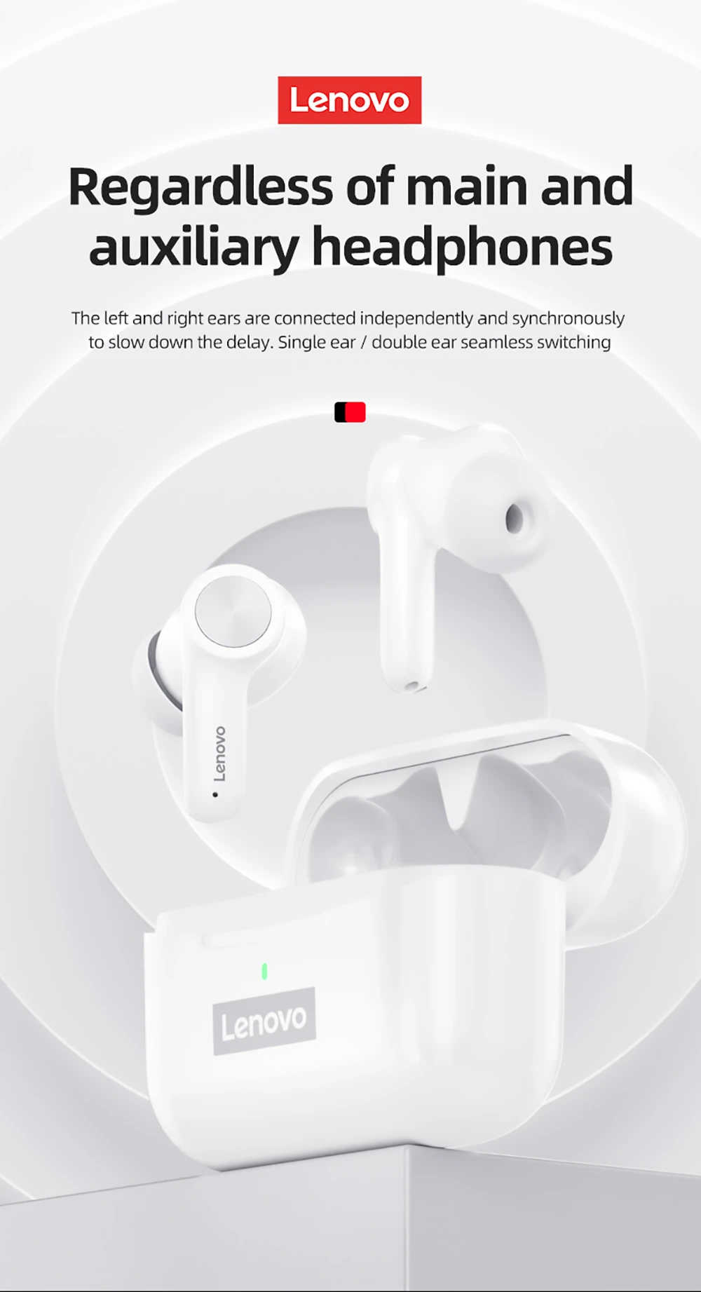 Lenovo Thinkplus LivePods LP70 Wireless Bluetooth Earphone Noise Cancelling Earbuds Game Sports Headset - Black
