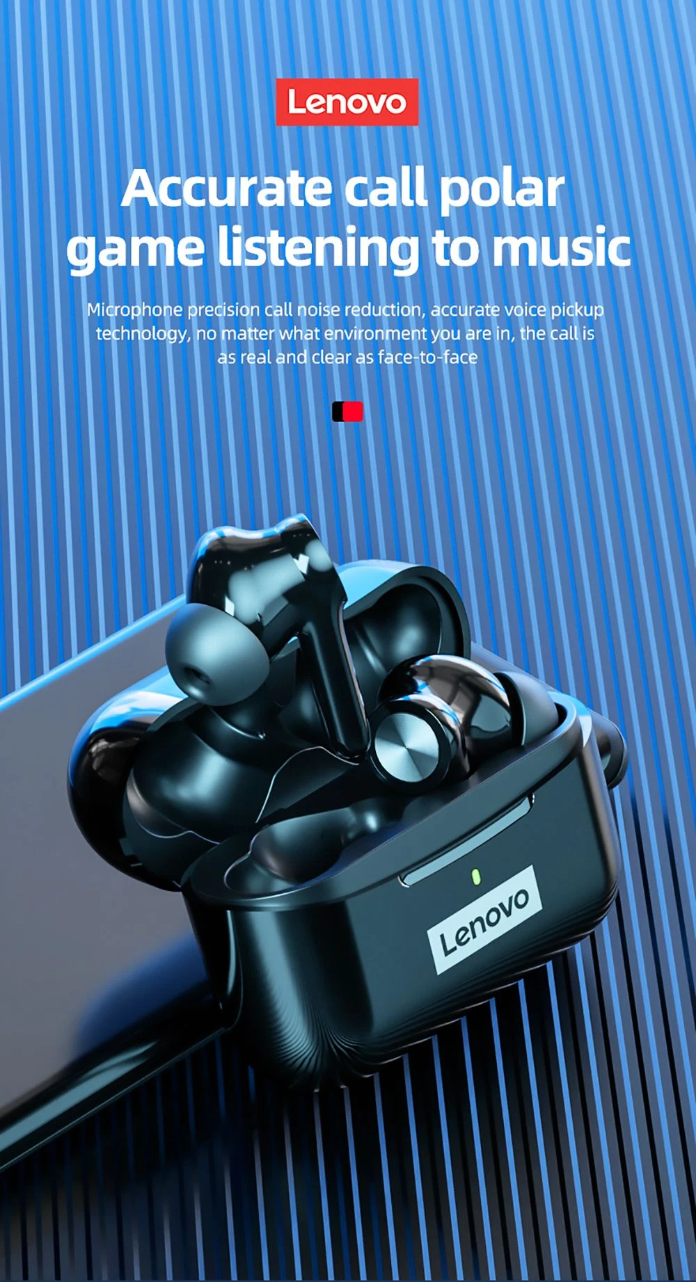 Lenovo Thinkplus LivePods LP70 Wireless Bluetooth Earphone Noise Cancelling Earbuds Game Sports Headset - Black