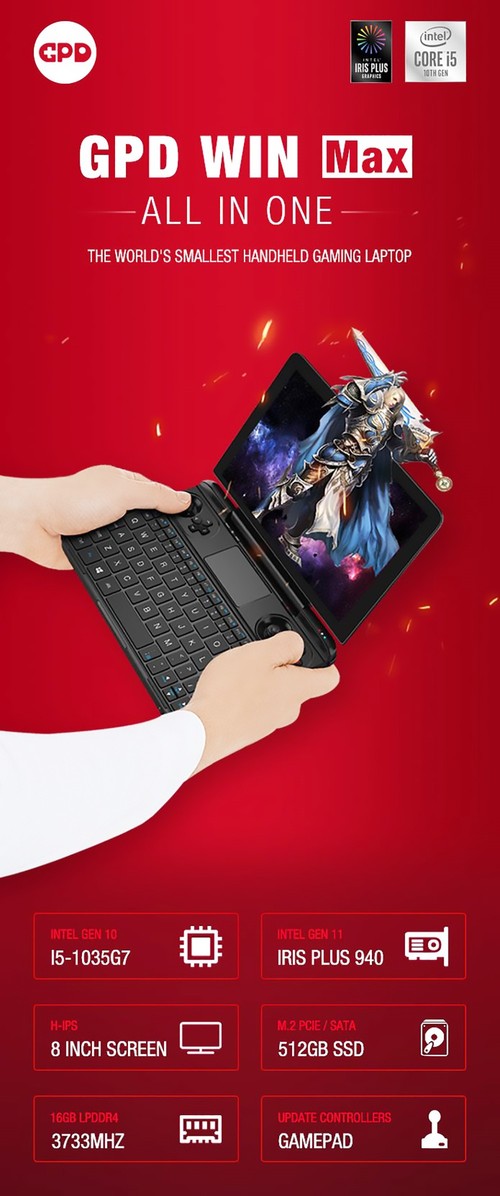 GPD WIN Max Gaming Laptop Mini PC 8 Inch Touchscreen US Plug