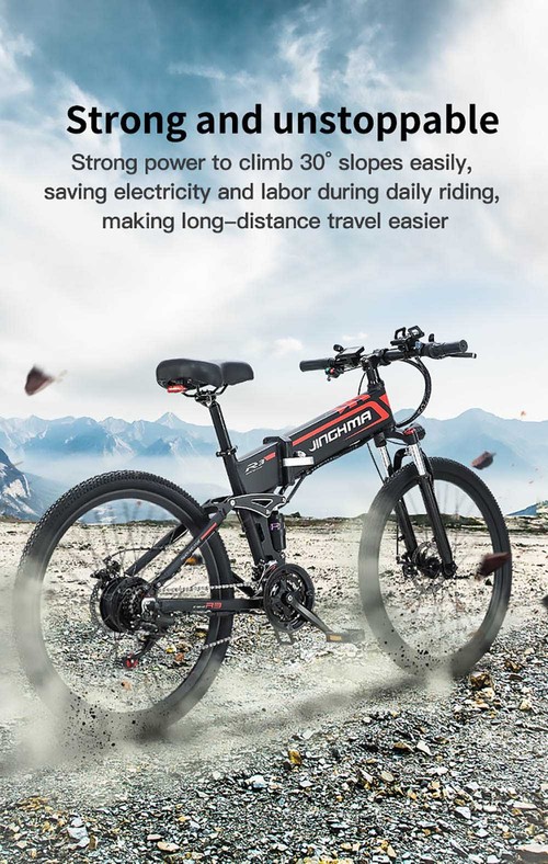 JINGHMA R3 500W 48V 12.8Ah 26 Inch Tire Electric Bicycle 40km/h Max Speed 70km Range 120kg Max Load with 2 Batteries