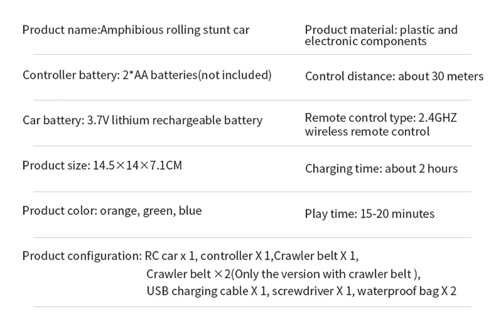 JJRC Q113 1:24 RC Stunt Car 4WD 360 Rotate 2-in-1 Waterproof Water&Land Drift Amphibious Vehicle Models Toy - Orange