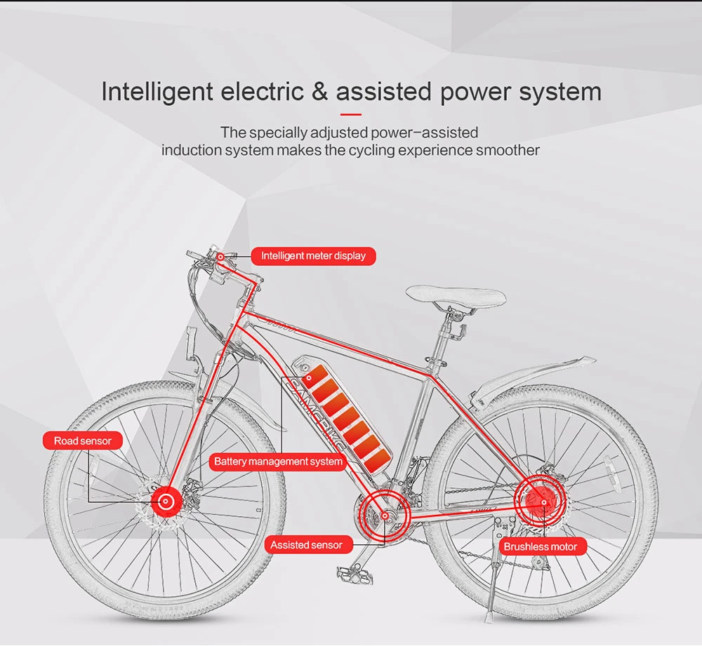 Samebike SY26 Vélo électrique 350W Pneu 26 pouces Ebike 36V 10AH Batterie au lithium Vélo électrique de montagne