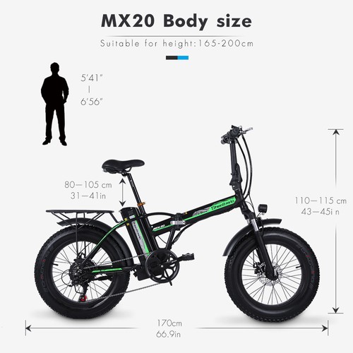 Shengmilo MX20 500W 48V 15Ah 20'' E-bike 40km/h Max Speed 40-50km Mileage Range 150kg Max Load Electric Bike - Black