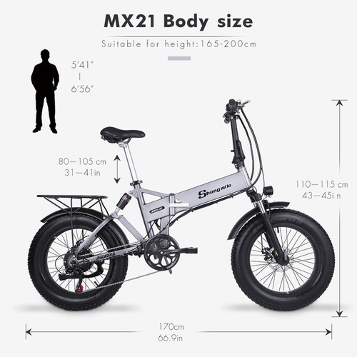 Shengmilo MX21 500W 48V 12.8Ah 20'' E-bike Silver