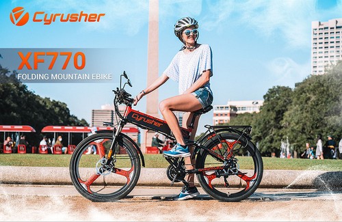 Cyrusher XF-770 折りたたみ自転車 グリーン/ブラック アクセル付 Amazon | Cyrusher XF770 電動アシスト自転車 フル