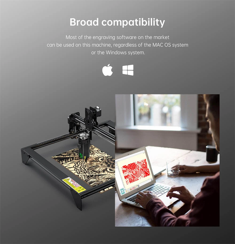 Machine de gravure laser Atomstack A5 M30 30 W, compression ultra-fine, format d'impression : 410 x 400 mm