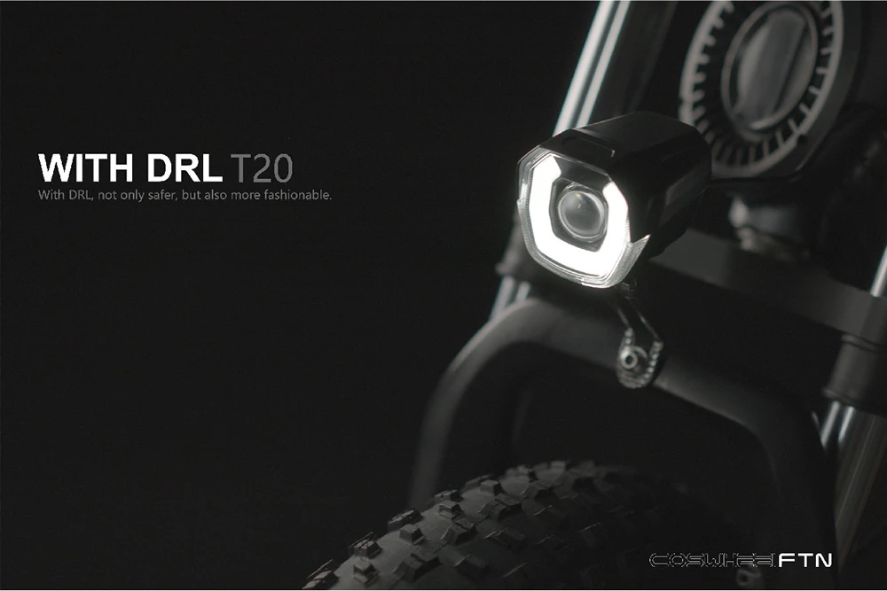 Coswheel T20 Elcykel 20Ah Batteri 48V 500W Motor 50-70 Räckvidd 45kmh Maxhastighet Terrängcykel Rymdgrå