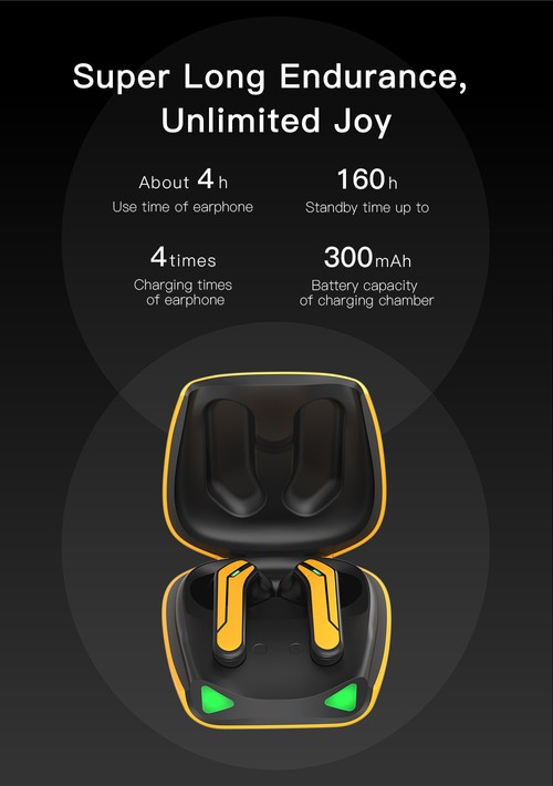 Kumi.O KUMI X2 Pro TWS Bluetooth 5.1 Gaming Earphone Yellow