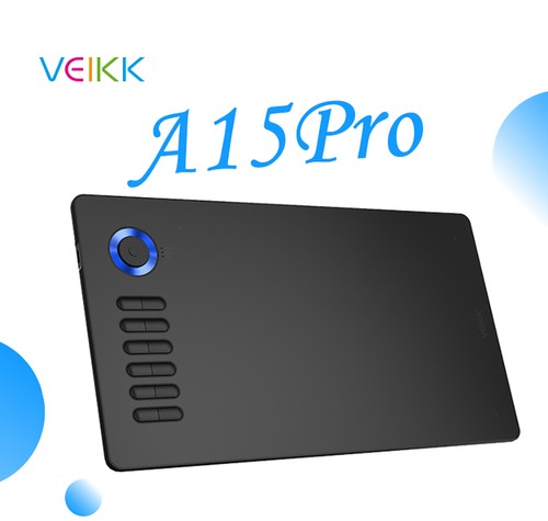 VEIKK A15Pro Drawing Tablet 10x6'' 12 Shortcut Keys Support Windows Android Mac Linux for Professional Drawing - Blue