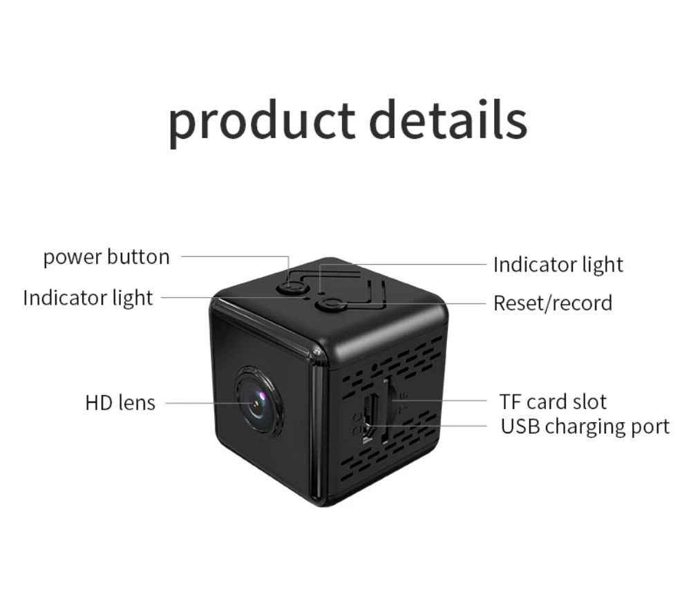 Mini Wireless Camera X6D Real 1080P Black