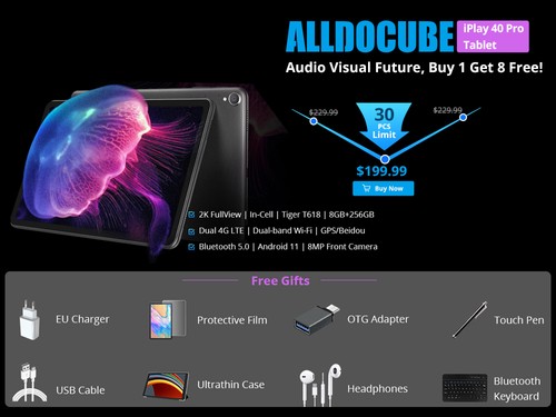 ALLDOCUBE iPlay 40 Pro 黒 (中古品)　８GB　２５６GB Amazon.co.jp: ALLDOCUBE iPlay40 Pro 256GB 4G LTE タブレット