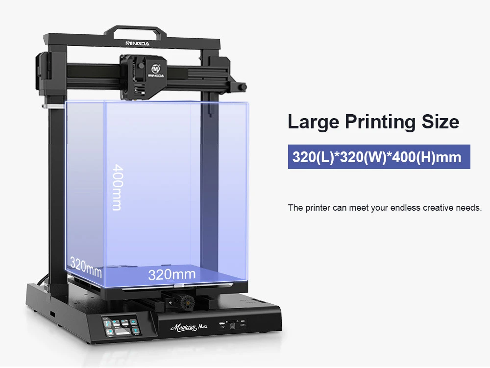 MINGDA Magician Max Modular FDM 3D Printer, Auto Leveling, Double Gears Direct Extrusion, Printing Size 320*320*400mm