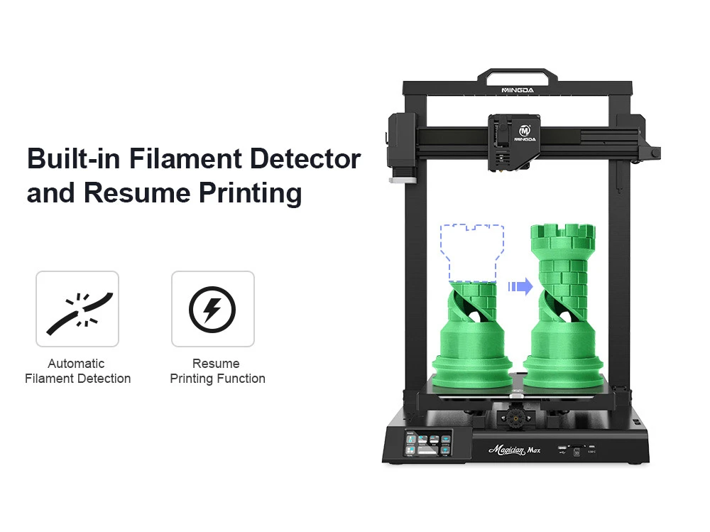 MINGDA Magician Max Modular FDM 3D Printer, Auto Leveling, Double Gears Direct Extrusion, Printing Size 320*320*400mm