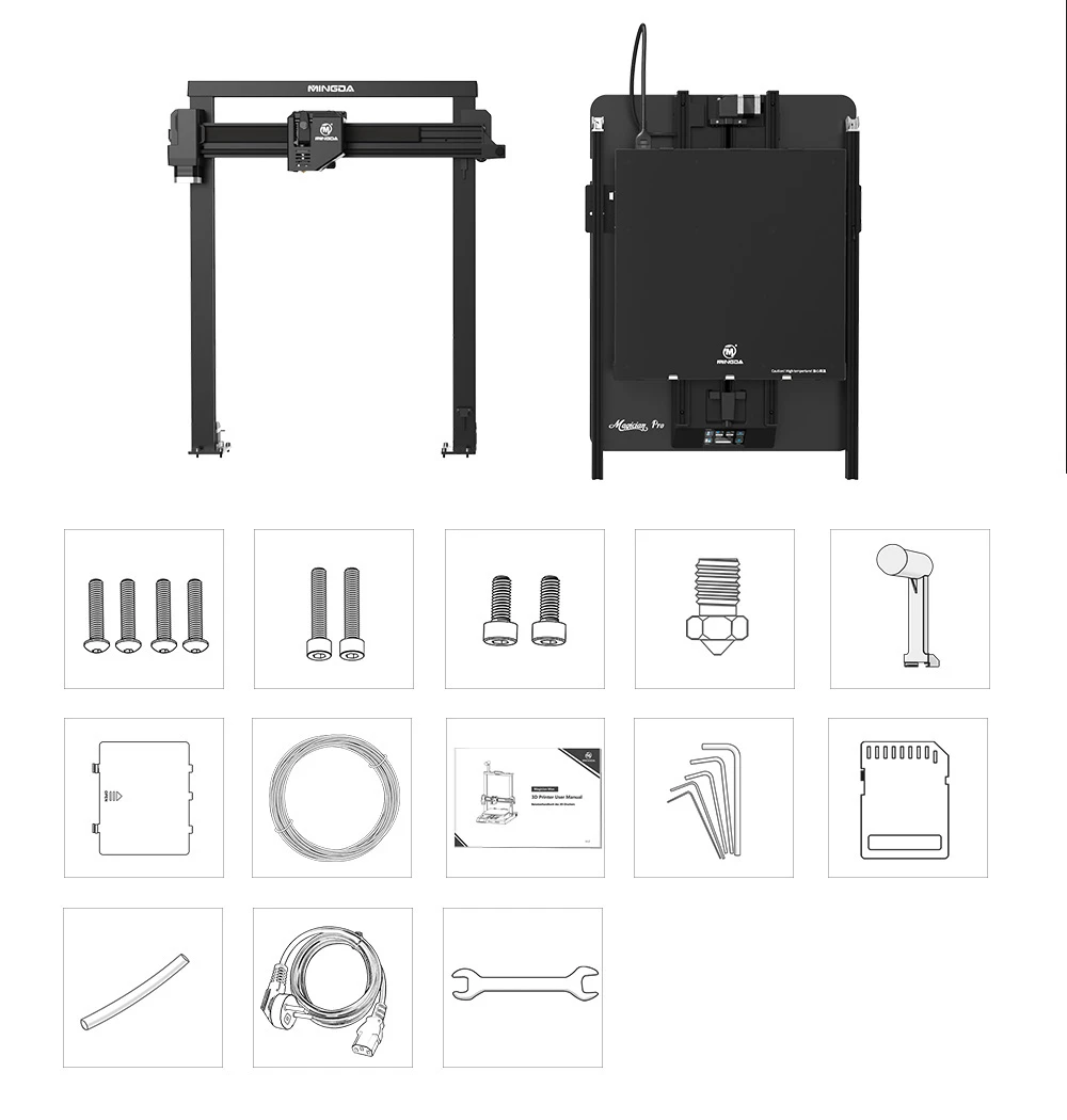 MINGDA Magician Pro 3D Printer, Auto Leveling Double Gears Direct Extrusion Resume Printing, Printing Size 400*400*400mm