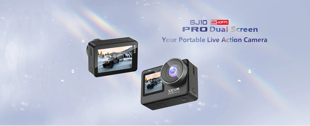 Kamera sportowa i sportowa SJCAM SJ0 Pro, 2.33 '' + 1.3 '' podwójny ekran 4K / 60FPS, wodoodporność do 5 m, 6-osiowa stabilizacja GYRO