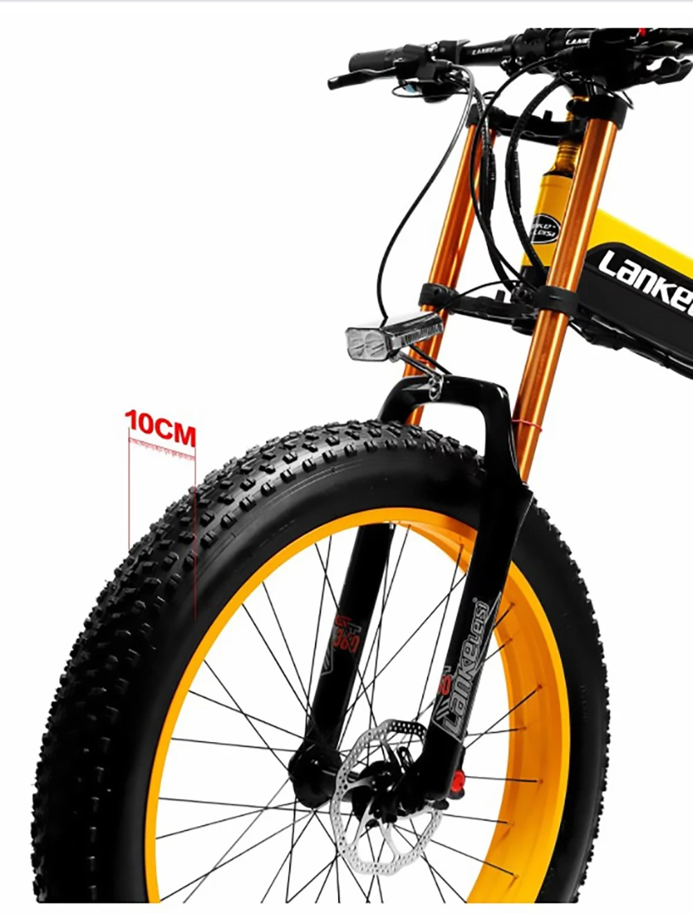LANKELEISI T750 Plus Big Fork Electric Bike 48V 1000W Motor 17.5Ah Battery 26*4.0'' Fat Tire - Yellow