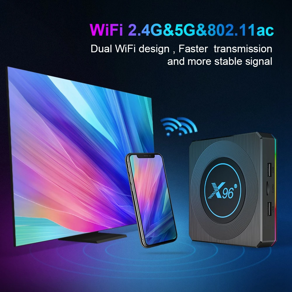 X96 X4 Android 11 Amlogic S905X4 8K HDR 4GB/32GB TV BOX 2.5G+5G WiFi Bluetooth 4.1 1000M LAN med EU-adapter
