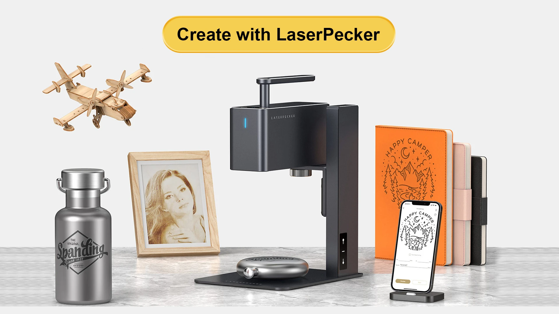 LaserPecker2 レーザーペッカー2電動台座、パワーバンク、収納