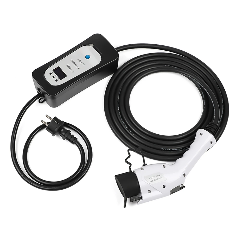 ANDAIIC EV Charger Electric Car Portable Charger Type 1 J1772 Mode 2 8A/10A/13A/16A Current Adjustable 5m Cable