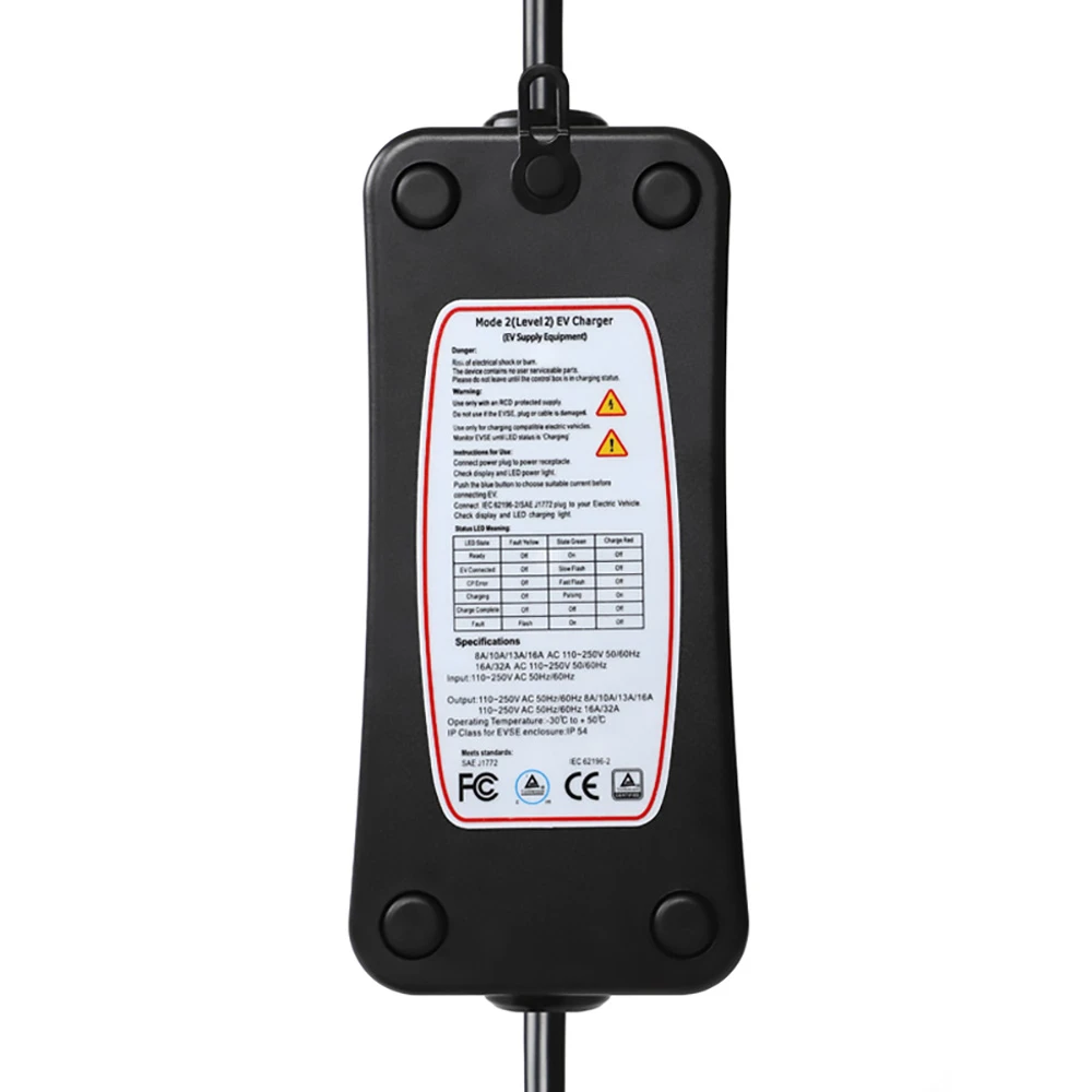 ANDAIIC EV Charger Electric Car Portable Charger Type 1 J1772 Mode 2 8A/10A/13A/16A Current Adjustable 5m Cable