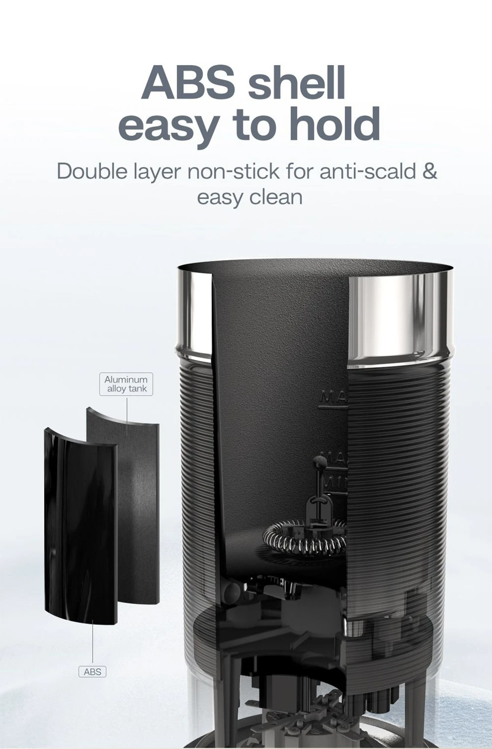HiBREW M1A 450W Milk Frother Foaming Machine, Chocolate Mixer Cold/Hot Latte Cappuccino, Fully Auto Milk Warmer - Black