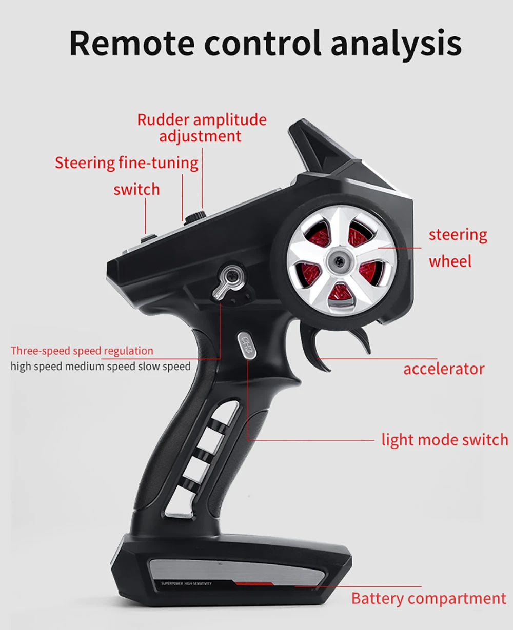 JJRC Q117 F 1:16 2.4G 4WD 35KM/H Drift Car Full Proportional Control with Angle Head Light - Red