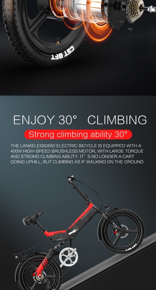 LANKELEISI G650 Electric Folding Bike 400W Motor Yellow