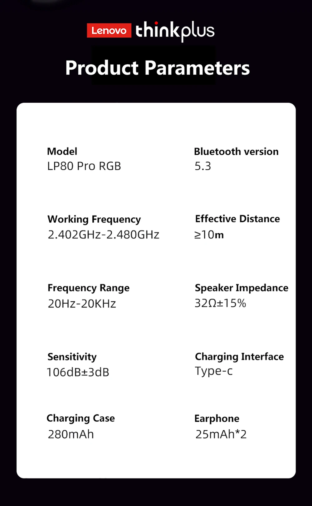 Lenovo Thinkplus LP80 Pro RGB LED Lights Earphones Wireless Bluetooth Dynamic Low Latency Gaming Sports Earbuds - White