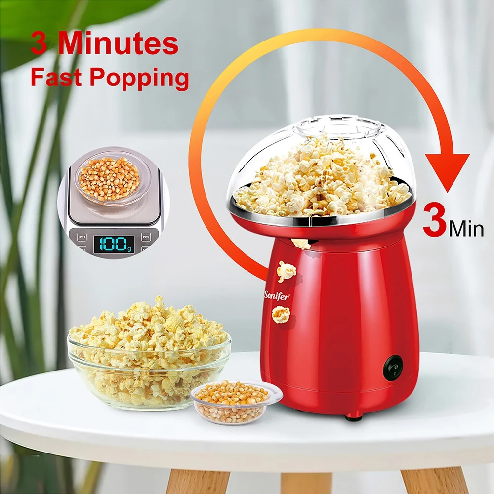Sonifer SF4014 1200W Household Popcorn Maker, Electric Hot Air Oil Free Corn Machine, Fast Popping Popcorn Movie Snacks