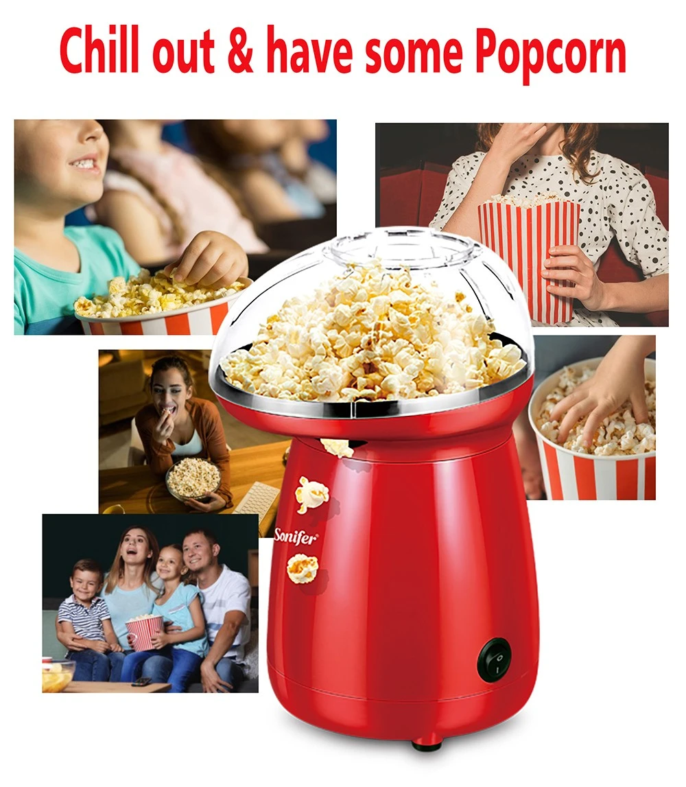 Sonifer SF4014 1200W Household Popcorn Maker, Electric Hot Air Oil Free Corn Machine, Fast Popping Popcorn Movie Snacks