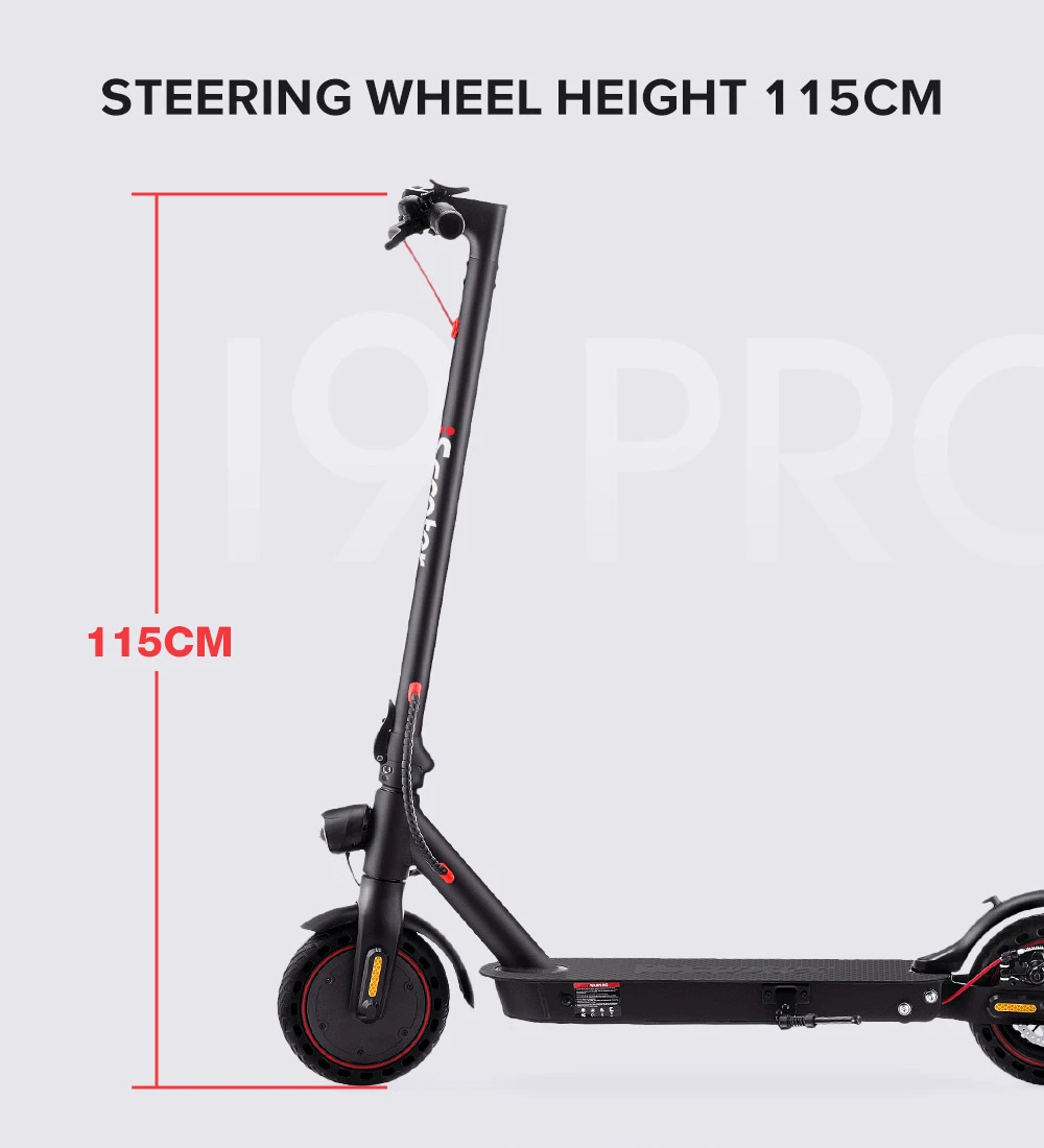 iScooter i9 Pro Folding Electric Scooter 8.5 Inch Honeycomb Tire 350W Motor 7.5Ah Battery 30km/h Max Speed Black