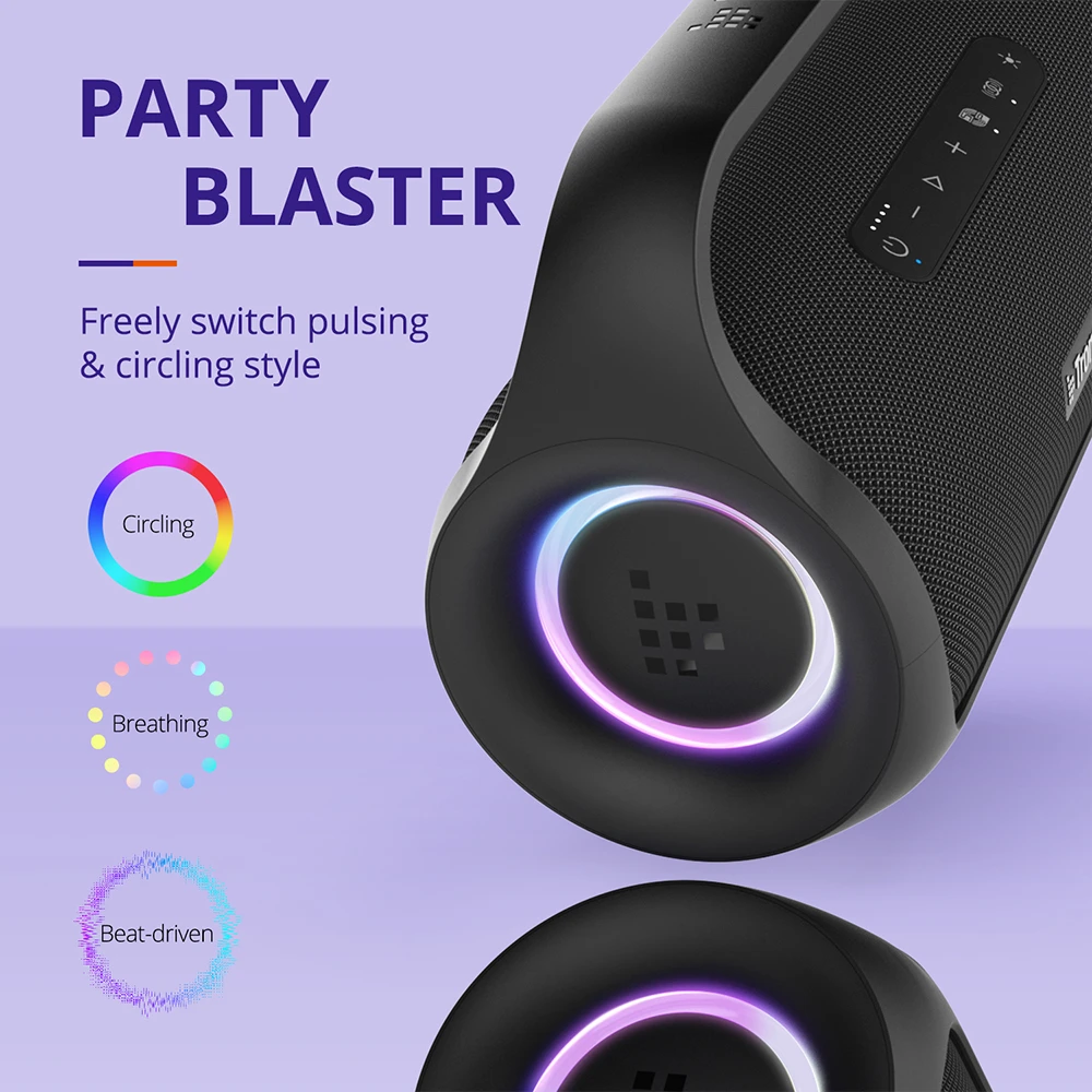 Tronsmart Bang Mini 50W Portable Party Speaker, SoundPulse Audio,  Bluetooth 5.3, 15H Playtime, NFC, IPX6 Waterproof