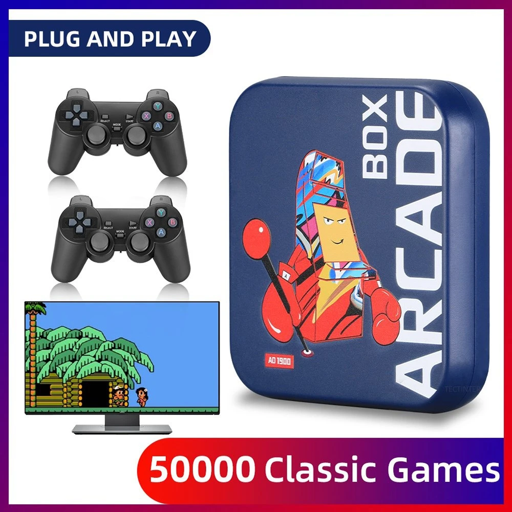 ARCADE BOX 256GB Retro Game Console Android TV Box with 50000+ Classic Games 50+ Emulator Console for PS with 2 Gamepads