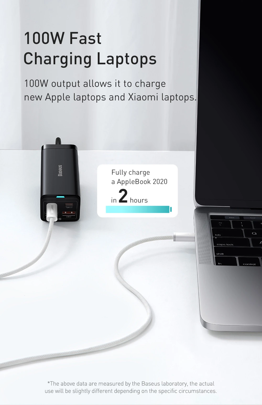Baseus 100W 2m Quick Charge Cable, Type-C to Type-C Cable, PD Fast Charger Cord for Xiaomi Samsung Phone iPad - Blue