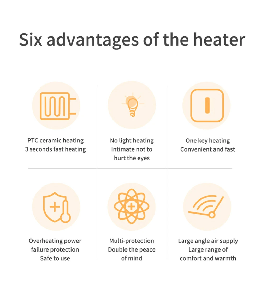 HQ-YND-500D 500W Vertical Household Electric Heater, PTC Ceramic Flame Retardant Portable Space Heater - US Plug