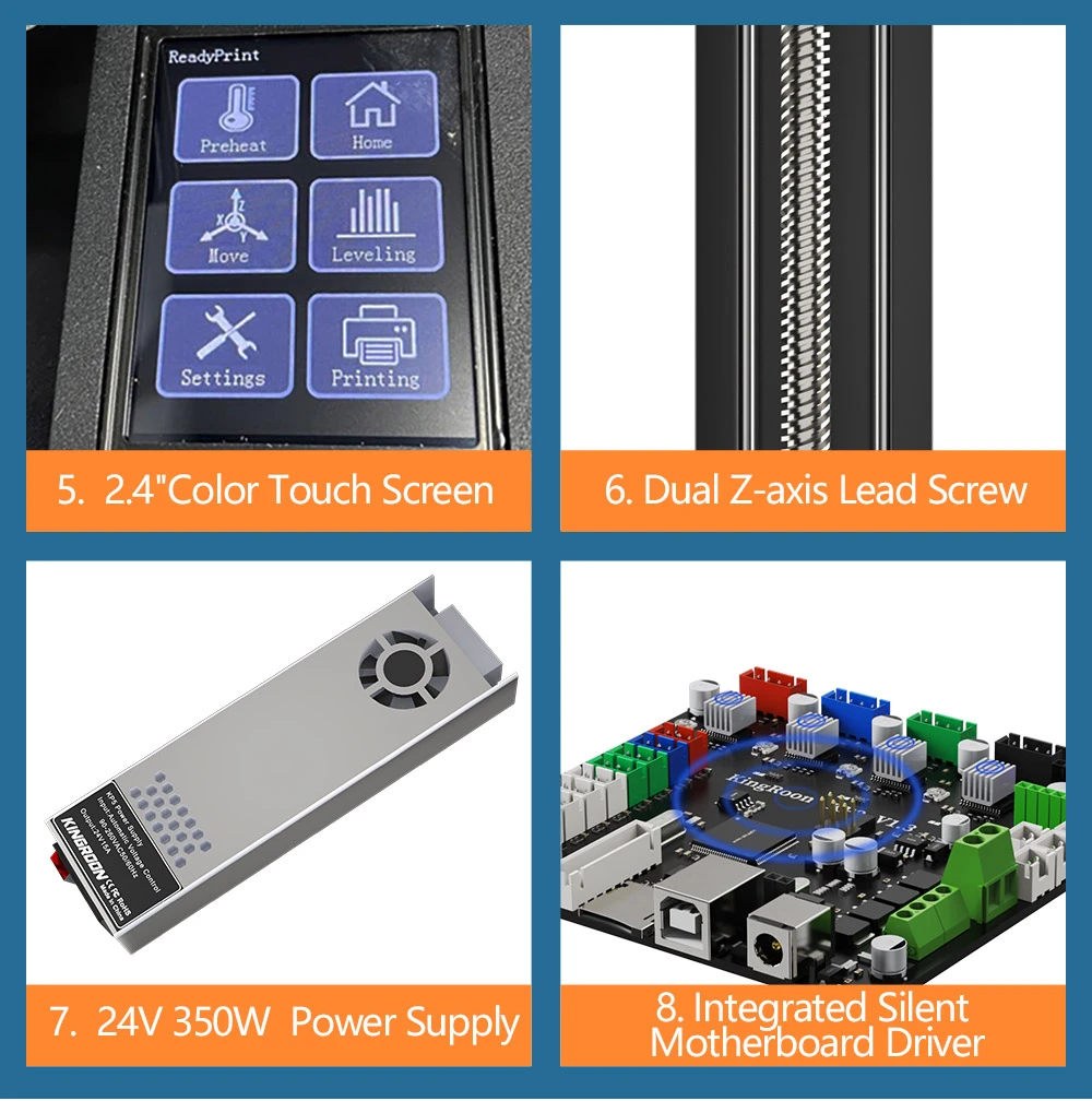 Kingroon KP5L 3D Printer, Titan Extruder, Dual-axis Linear Guide Rails, TMC2225 32-bit Silent Mainboard, Easy Assembly, Filament Detection Sensor, 300x300x330mm