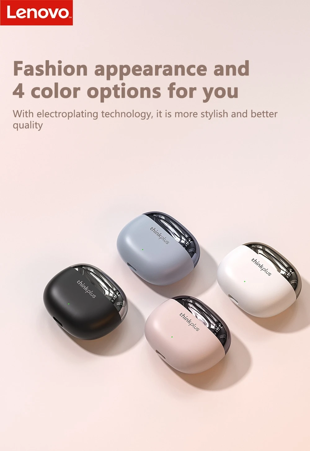 Lenovo Thinkplus X15 Pro True Wireless Earphone BT5.1 Noise Cancelling AAC/SBC Low Latency with Microphone - Black