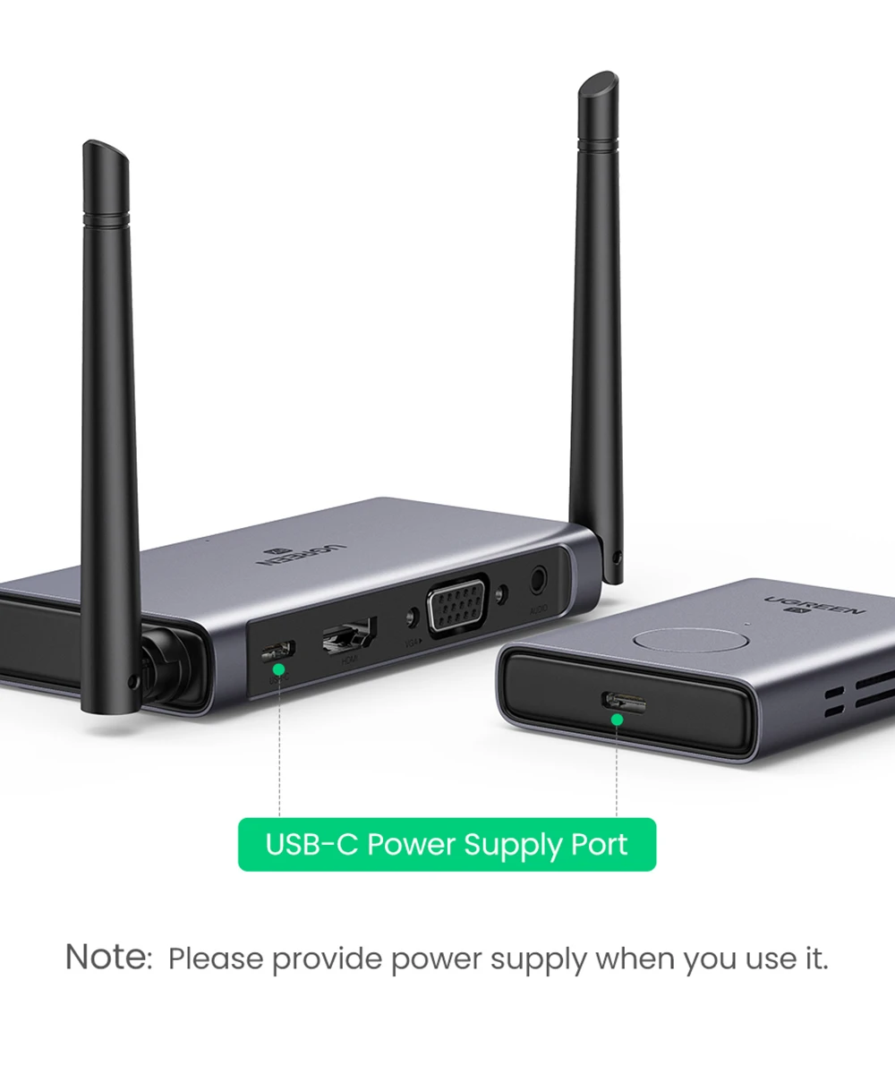 Ugreen беспроводной удлинитель HDMI, комплект видеопередатчика и приемника 5G 50M, передает ключ дисплея для ТВ-ПК, монитора PS5/4